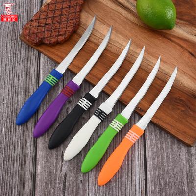 China Chen Chu Ji Cutlery Steak Knives Tableware Black Color Handle Steak Knife Plastic Stocked Set for sale