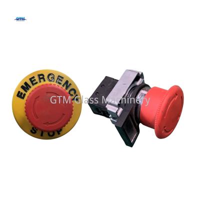 China Metal Type Plastic Mushroom Head Emergency Stop Push Button For Glass Machine for sale