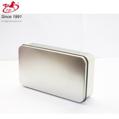 China Other TD-Frosted Rectangular Silver Color Tinplate Glossy Finish Tin Box for sale