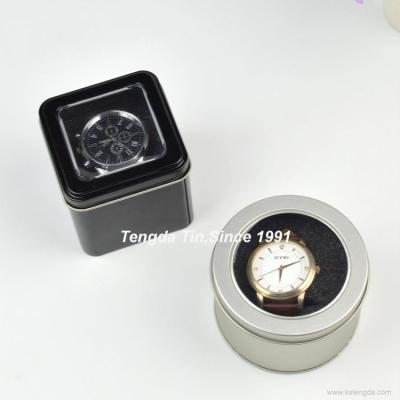 China Recyclable Round Watch Tin Box / Square Watch For Man , Gift Boxes With Lids for sale