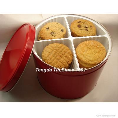 China Recyclable 4 Compartment Cookie / Cake Metal Tin Box With Lids For Party Checkout for sale