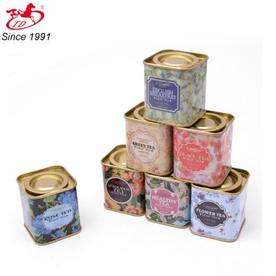 China Recyclable Colorful Tiny Square Tin Can For Coffee , Tea , Candy Packaging for sale