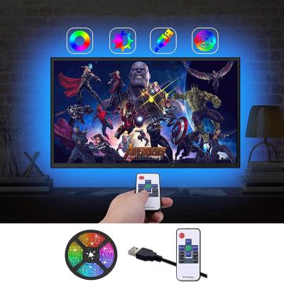 China USB LED Strip 5050 RGB TV Background Lighting Kit With IR RF Music Residential BT RGB LED Controller 0.5M/1M/2M Set for sale