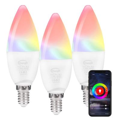 China 6W RGB Smart Wifi LED Candle Light E12/E14/E26/E27/B22 WIFI 2.4G Residential Smart Bulbs For Smart Home Work With Alexa/Google Home for sale