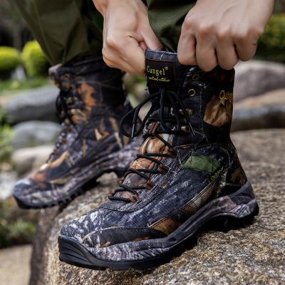 China 2020 Rubber Outdoor Waterproof Hiking Shoes Men's Camouflage Shoes Hunting Boots Hiking With Factory Price Waterproof Hiking Boots for sale