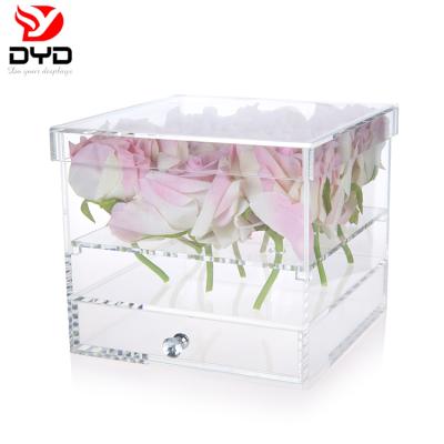 China Crazy Wholesale Eco-friendly Valentine's Day Flower Crystal Clear Acrylic Box for sale