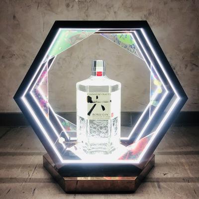 China Multilevel Supermarket Eco - Friendly LED Acrylic Wine Display Stand for sale