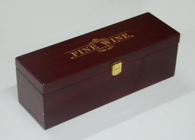 China Die einzelne aufbereitete Flasche gravierte hölzerne Wein-Geschenkbox mit Deckel 120 x 115 x 360 Millimeter zu verkaufen