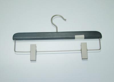 China Regular Beautiful Wooden Pant Hangers With Clips Black 345 X 117 X 15 mm for sale