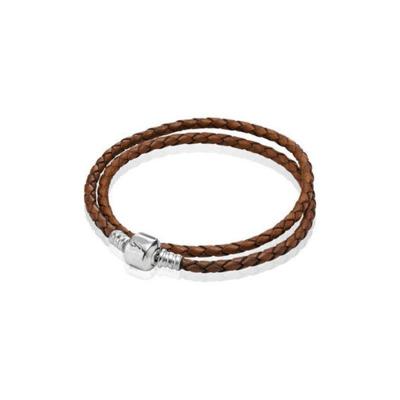 China S925 Sterling Silver Chain Buckle Genuine Pig Leather Rope Romantic Bracelet Fit Original PAN Beads Charms For Jewelry Making for sale