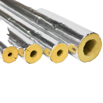 China Fire protection aluminum foil covered glass wool pipe high density several type aluminum foil veneer kimco insulation glass wool for sale