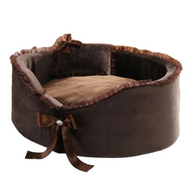 China Dog Cat Warm Basket Round Removable Cushion Sustainable Soft Washable Pet Bed for sale