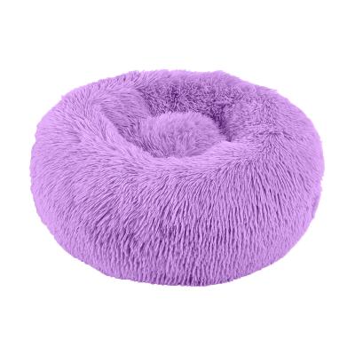 China Round Donut Cuddler Fur Canvas Warm Custom Viable Around Cheap Luxury Pet Beds Cama de perro for sale