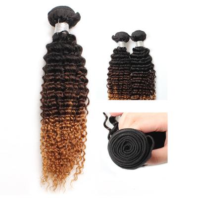 China Hot Selling Body Wave Hair Vendors Unprocessed Ombre 3tone Curly Kinky Curly Bundles With Closure Hair for sale