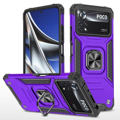 China Ring Shockproof Holder Car Magnet Protective Drop Accessories Mobile Cell Phone Case For Xiaomi Poco X4 pro 5G for sale