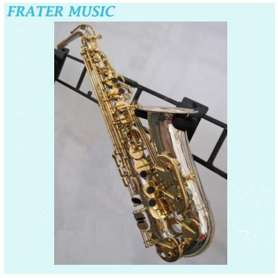 China Gold Lacquer with High Gloss Surface Treatment Grade Cupronickel Alto Saxophone Body with Gloss Surface Treatment and High F# Key (JAS-300) for sale