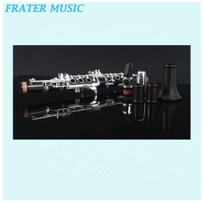 China High grade black ebony color body eb tone black color 18 keys wooden clarinet with silver plated key (JCL-115) for sale