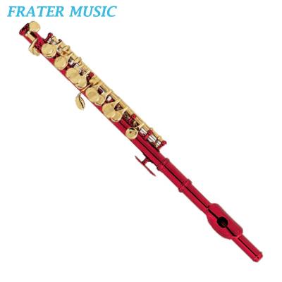 China High quality silver plated red/colored C tone red/colored cupronickel/copper-nickel body metal piccolo with gold color key (JPL-631) for sale