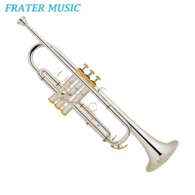 China High Grade Bb Silver Plated Silver Plated Trumpet With One Piece Yellow Brass Bell (JTR-338) for sale