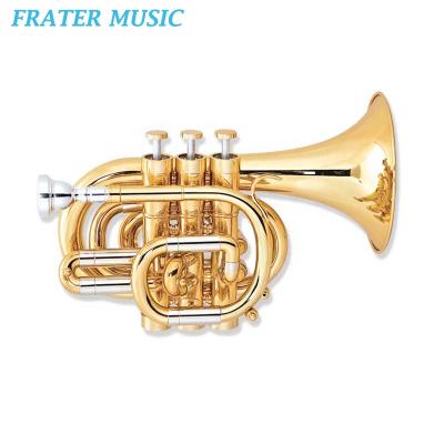 China Gold Lacquer High Grade Gold Lacquer / Silver Plated C Piston Pocket Key Trumpet (JPTC-210) for sale