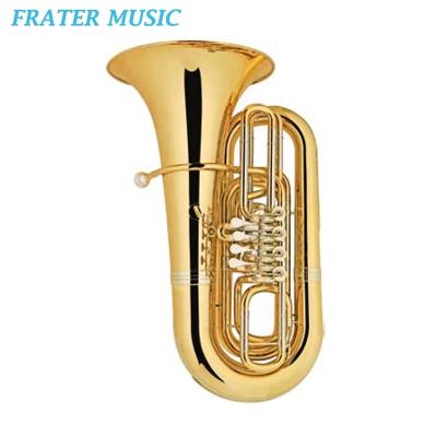 China Professional Clear Gold Tone 4 Rotary Valves Bb Lacquer Brass Tuba With Big Bell Gold Brass Tuba (JTU-830) 470mm (18.5