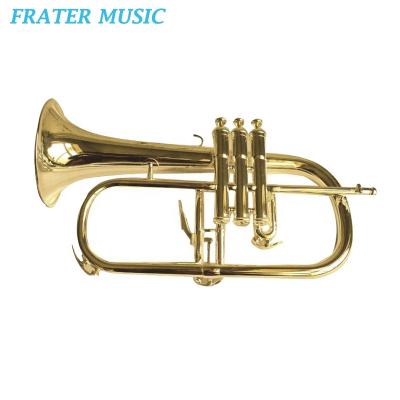 China Best Selling Yellow Gold Lacquer Bb Flugelhorn Gold Lacquer & Bell Bb Brass Tone Flugelhorn Body (JFG-110) for sale