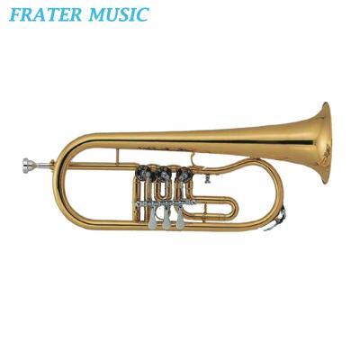 China Best Selling Gold Lacquer Bb Good Quality Gold Lacquer Bb Tone Rotary Valve Rotary Flugelhorn (JFG-200) for sale