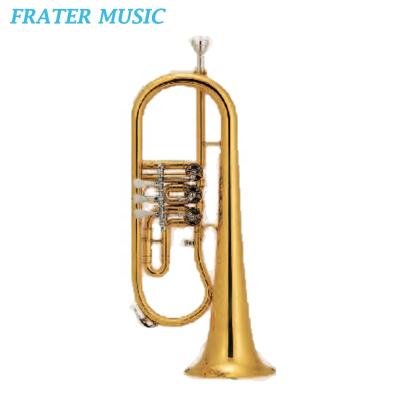 China Gold Lacquer High Grade Gold Lacquer Bb Key Rotary Flugelhorn (JFG-300) for sale