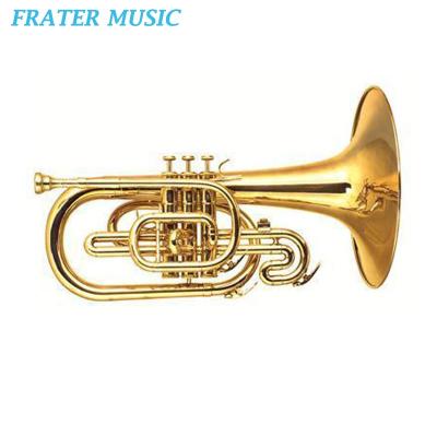 China Gold Lacquer High Grade Gold Main Marching Mellophone F Lacquer with 3 Stainless Steel Valves (JMM-510) for sale