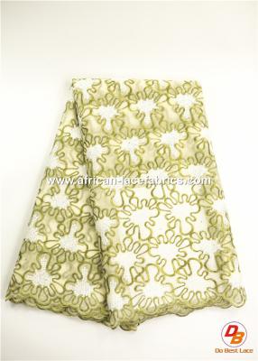 China Beige Embroidered Sequin Lace Fabric , Grande Toilette for sale