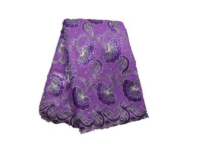 China Purple Swiss Net Lace Fabric , 130 - 135cm Width for sale