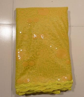 China Ladies Clothing Embroidered Mesh Fabric , Yellow for sale