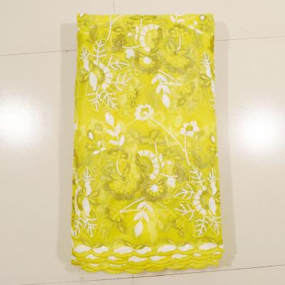 China Embroidered Yellow Mesh Fabric for sale