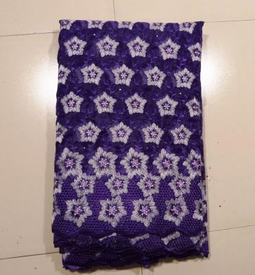 China Novelty Organza Embroidery Lace Fabric , Purple for sale