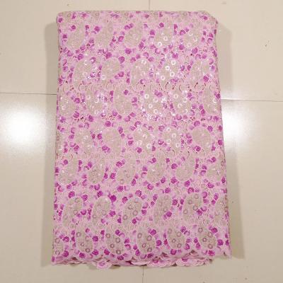 China Double Tunji Cloth Wedding Dress Lace Fabric , Pink for sale