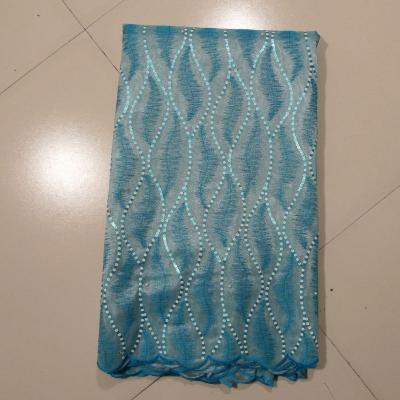 China Swiss Metallic Net Bridal Lace Fabrics With Stones for sale