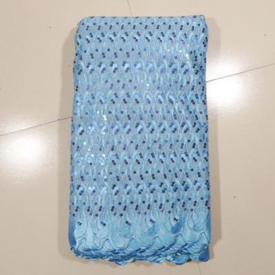 China Sky Blue Double Net  Lace With Sequins for sale