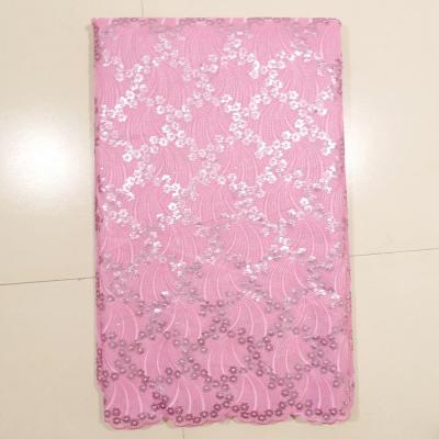 China Pink African Net Lace Fabrics , Window Curtain for sale