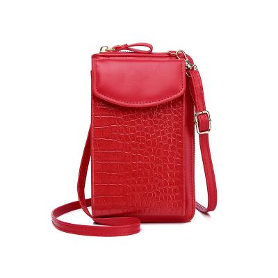 China 2021 New Anti-theft Mobile Phone Lady Bags Multifunctional Cross - Vertical Type Mini One-shoulder Crocodile Pattern Coin Body Cover Purse for sale