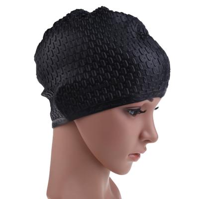 China Premium Stretchable Bubble Silicone Swim Cap Waterdrop Swim Hat For Short Medium Long Hair for sale