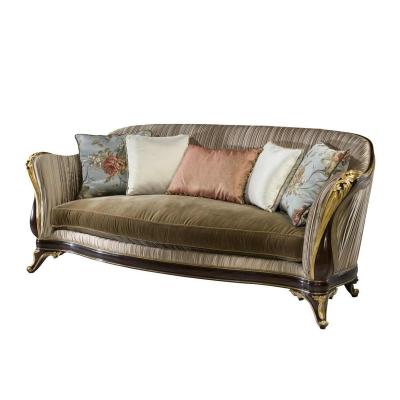 China Classic Style Sofa Set Italian Antique Vintage European High End Luxury Carved Wooden Sofa Luxury Furniture With Copper Decoration for sale