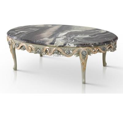 China Classic Carved Italian Style Living Room Furniture Cafe Center Luxury Carved Wooden Marble Carved Table for sale