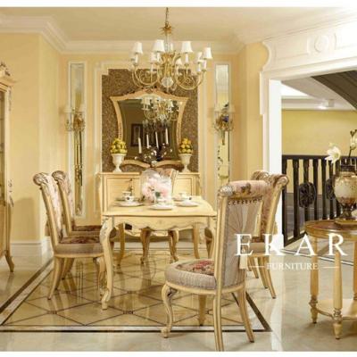 China Luxury Antique Luxury Antique Wood Hand Carved Royal Dining Table Set 6 Seater Luxury Solid Wood Dining Tables Furniture for sale