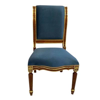 China Hand Carved American Luxury Hand Carved Style Italian Hotel Furniture Upholstered Fabric Vintage Tufted Back Dining Chair for sale