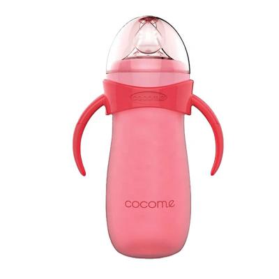 China 260ml BPA Free Silicone Coated Handle Bottles PPSU OEM Breastmilk Glass Bottled Baby Bottle Feeding for sale