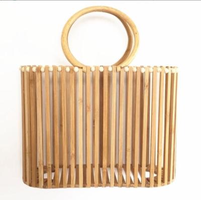 China High Quality Stock Straw Bag Trendy Natural Seagrass Fashion Summer Beach Bamboo Woven Clutch Bag for sale