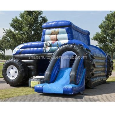 China 0.55mm PVC Tarpaulin Car Inflatable Castle Jumping Model Bouncer Slide Combo For Kids for sale