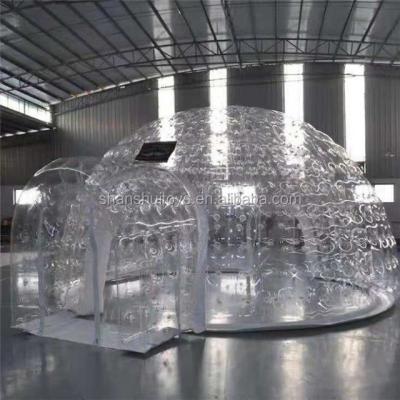 China Straight Tether Type 2021 High Quality Inflatable Transparent Bubble Tent Inflatable Clear Bubble Tent House With Tunnel for sale