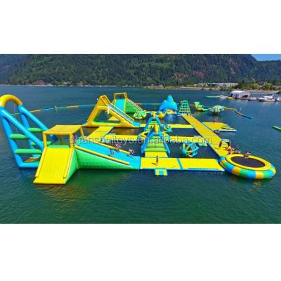 China Water Entertainment Inflatables Water Park Adults Water Trampoline Inflatable Island Float Park For Water Play for sale