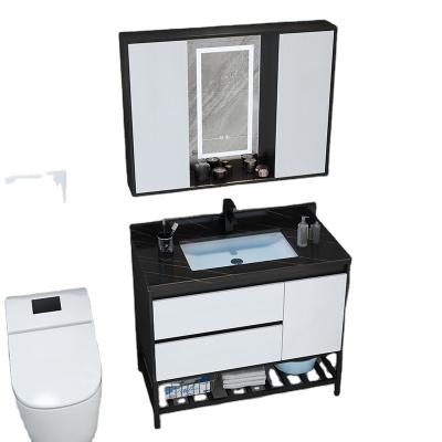 China Bathroom Vanity Modern White Modern Plywood Waterproof Floor Mounted Bathroom Cabinet for sale